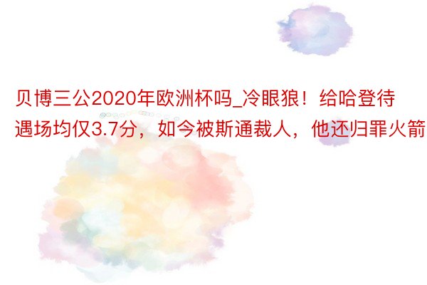 贝博三公2020年欧洲杯吗_冷眼狼！给哈登待遇场均仅3.7分，如今被斯通裁人，他还归罪火箭