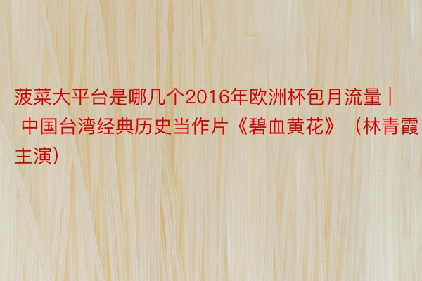 菠菜大平台是哪几个2016年欧洲杯包月流量 | 中国台湾经典历史当作片《碧血黄花》（林青霞主演）